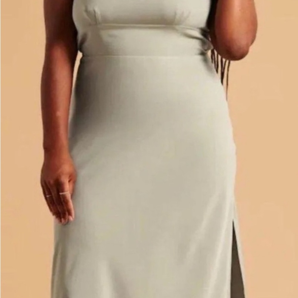 Abercrombie & Fitch Pastel Sage Midi Dress for Wedding Guest